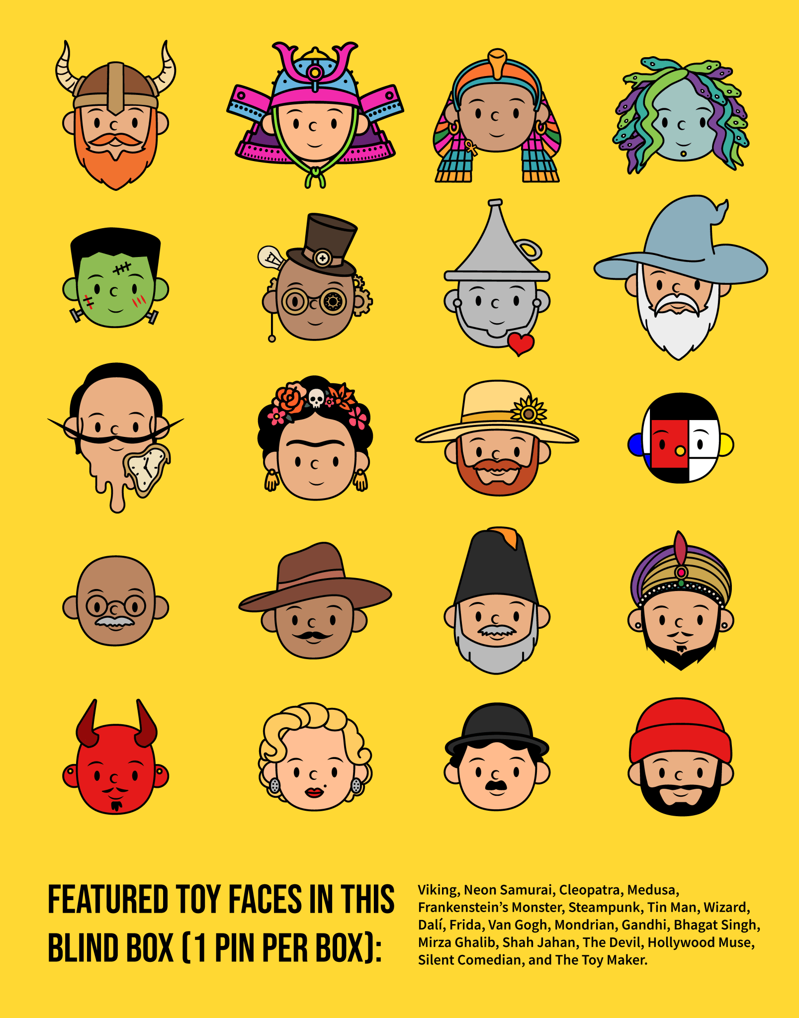 Toy Pins Blind Box | One Mystery Toy Face Enamel Pin - Toy Maker’s Shop By Amrit Pal Singh